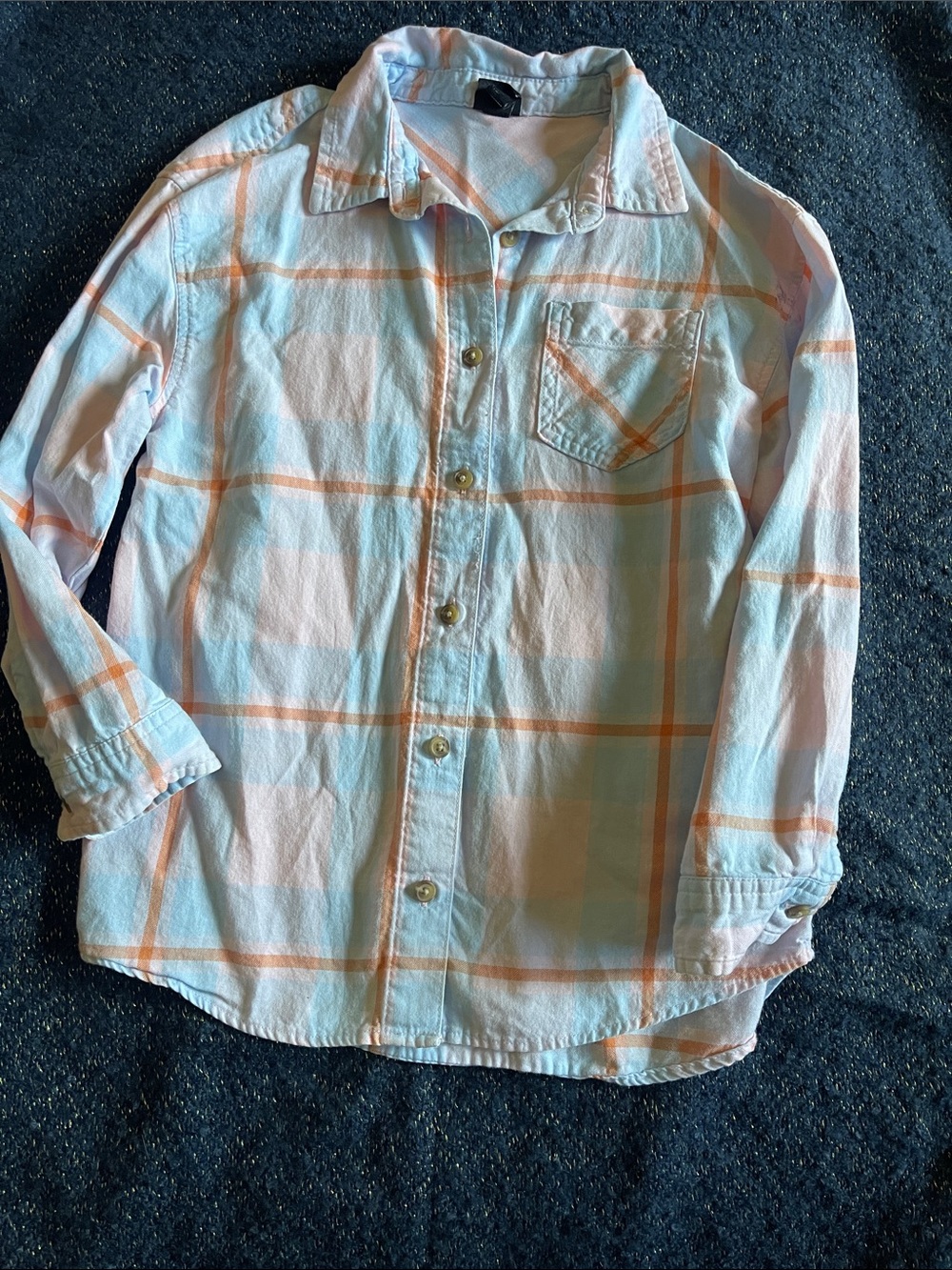 art class Light Blue & Orange Plaid Long-Sleeve Button Shirt